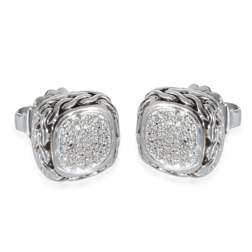 John Hardy Classic Chain Diamond Earrings in Sterling Silver 0.34 CTW